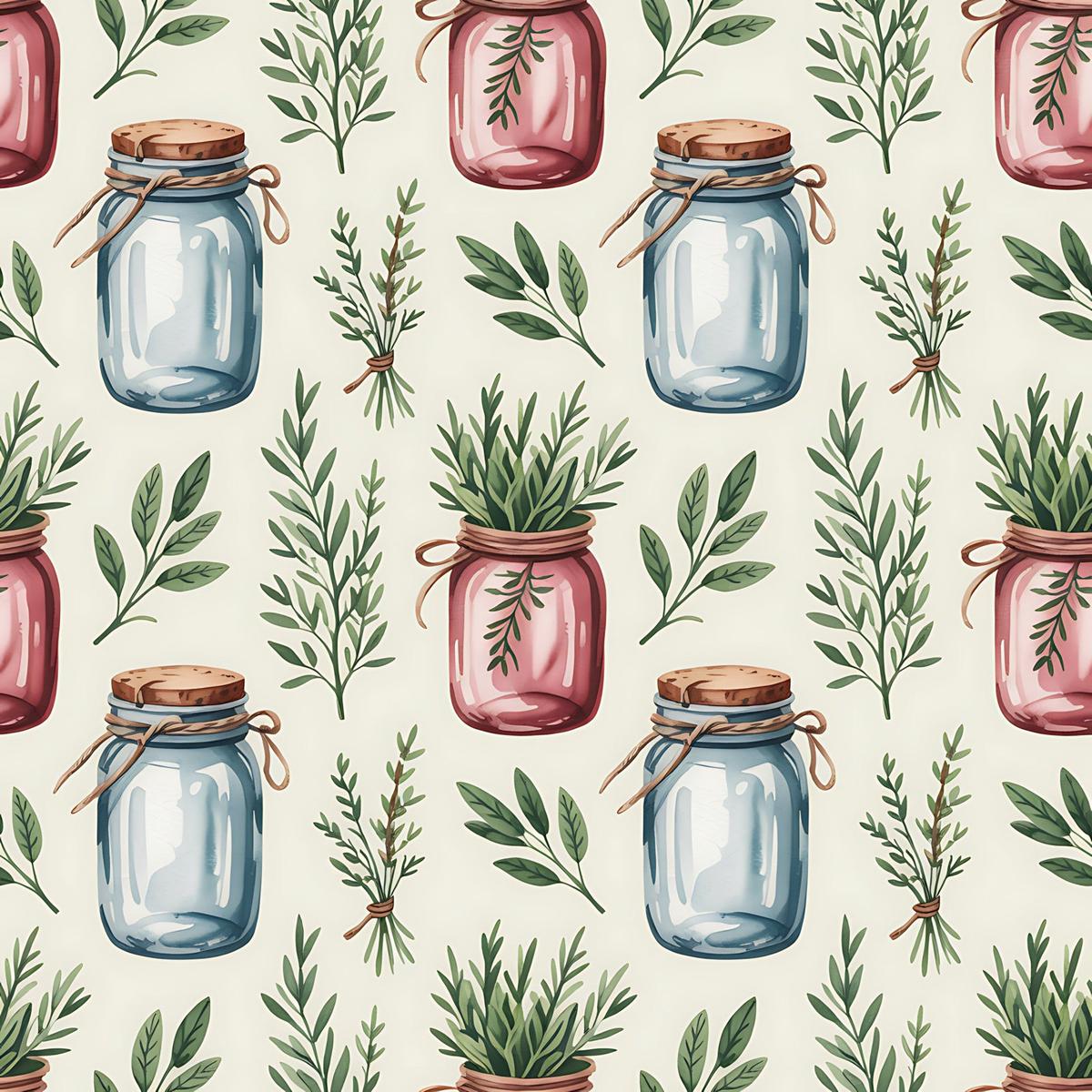 Farmhouse Kitchen Herbs Pattern 18 Quilting Cotton Fabric