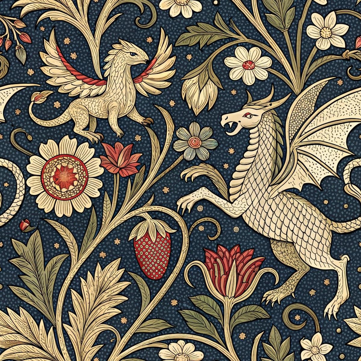 Medieval Tapestry Pattern 9 Quilting Cotton Fabric