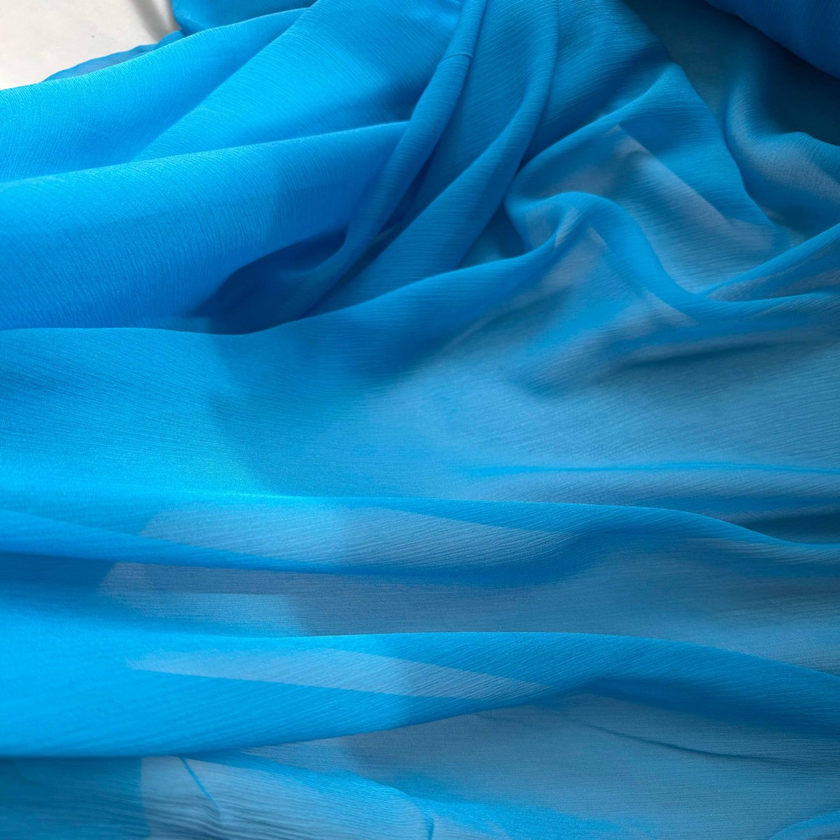 Cerulean Blue - 5mm Crinkle Silk Chiffon Fabric