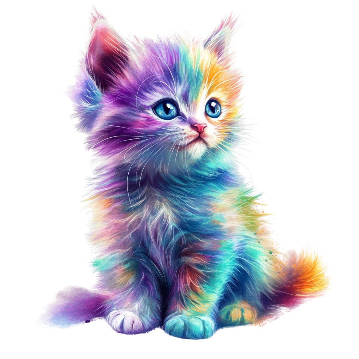 Colorful Cats Fabric Panel 15