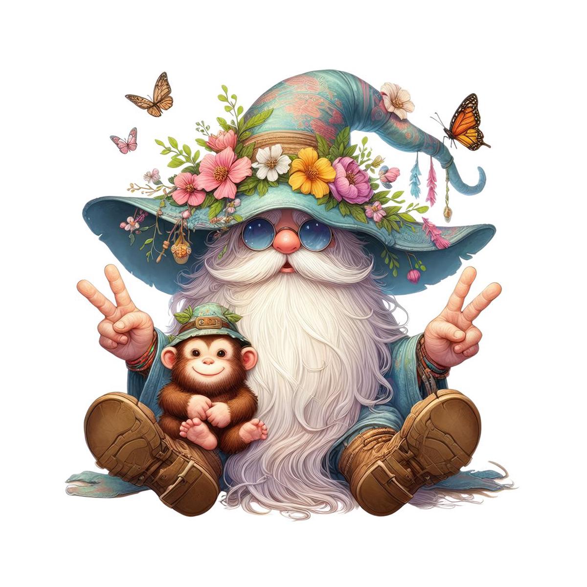 Gnomes Animals Monkey Fabric Panel