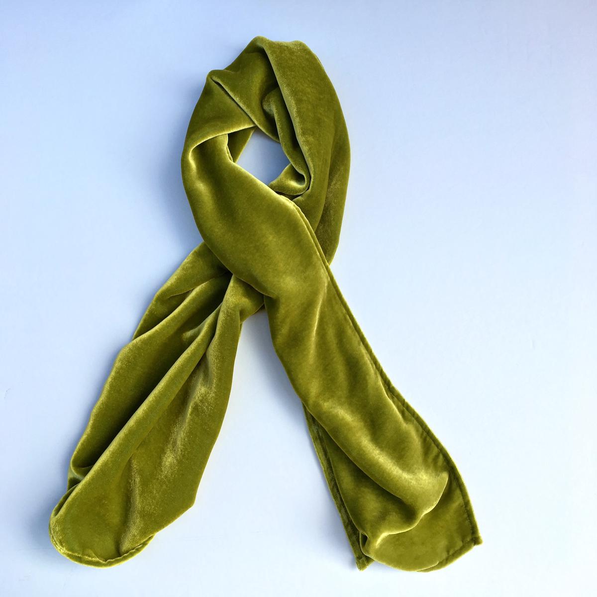 Handmade Silk Velvet Scarf - Iridescent Yellow Green
