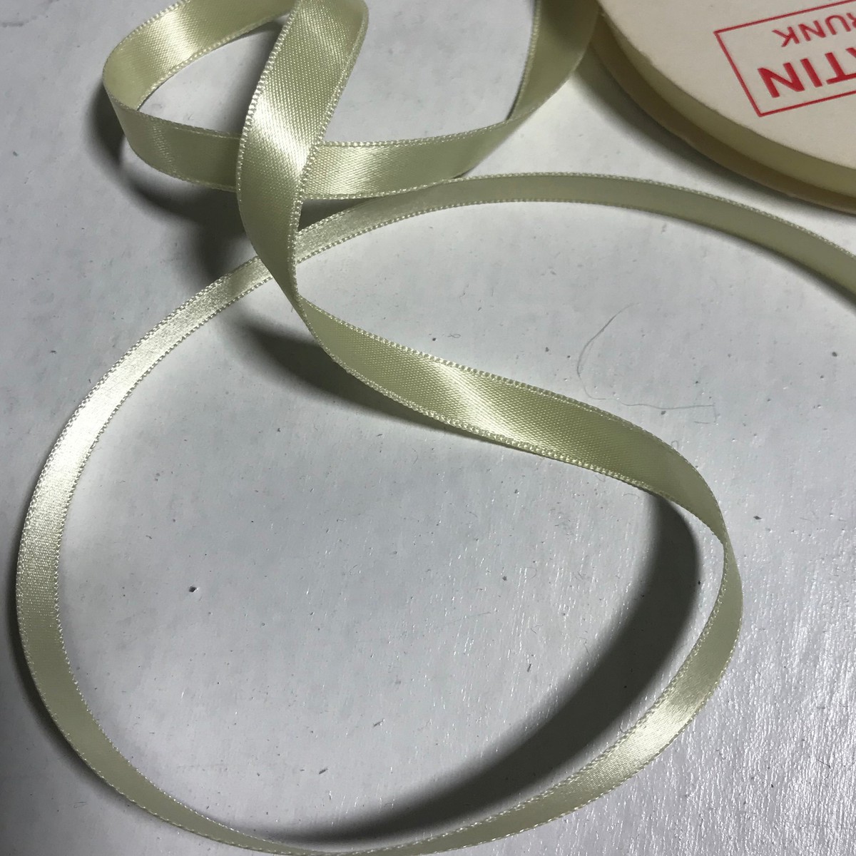 Light Mais Yellow 3/8" Vintage Grayblock Double Faced Satin Ribbon