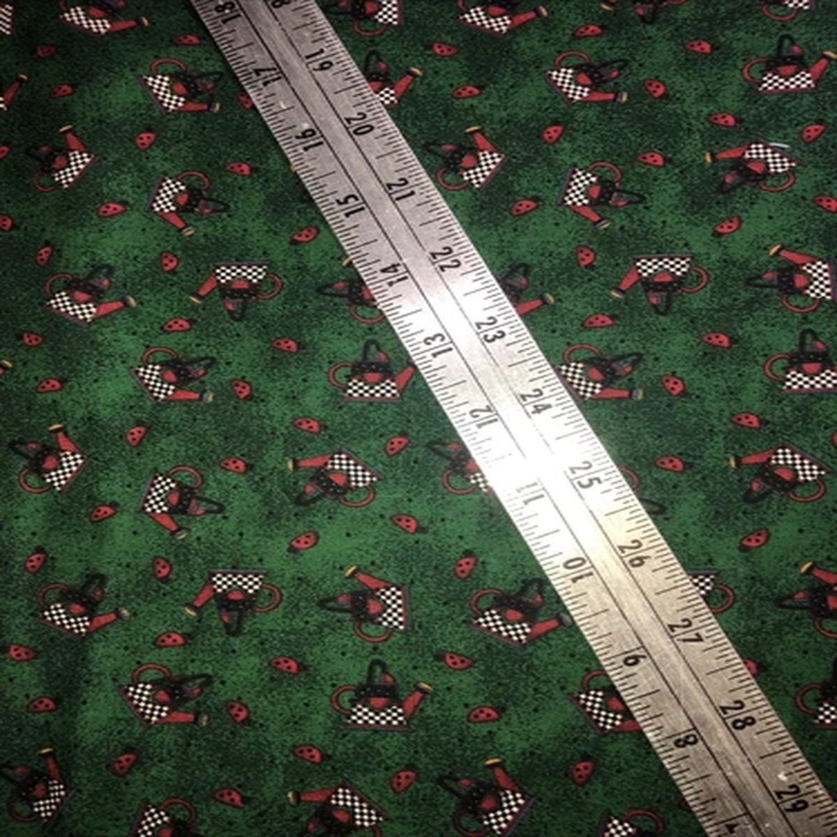 Debbie Mumm Garden Angel Watering Cans on Green SSI Cotton Fabric 1/2 Yard - New
