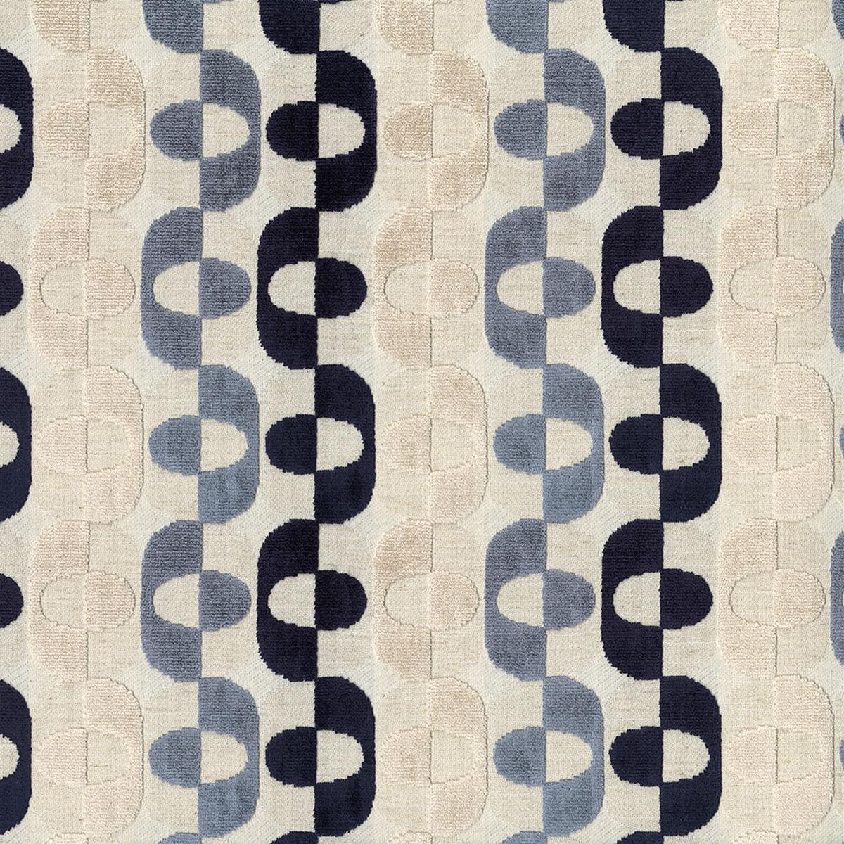 NICHOLASJOHN INC NJ-PAPYRUS True Blue Geometric,Velvet Fabric - NJ25-613