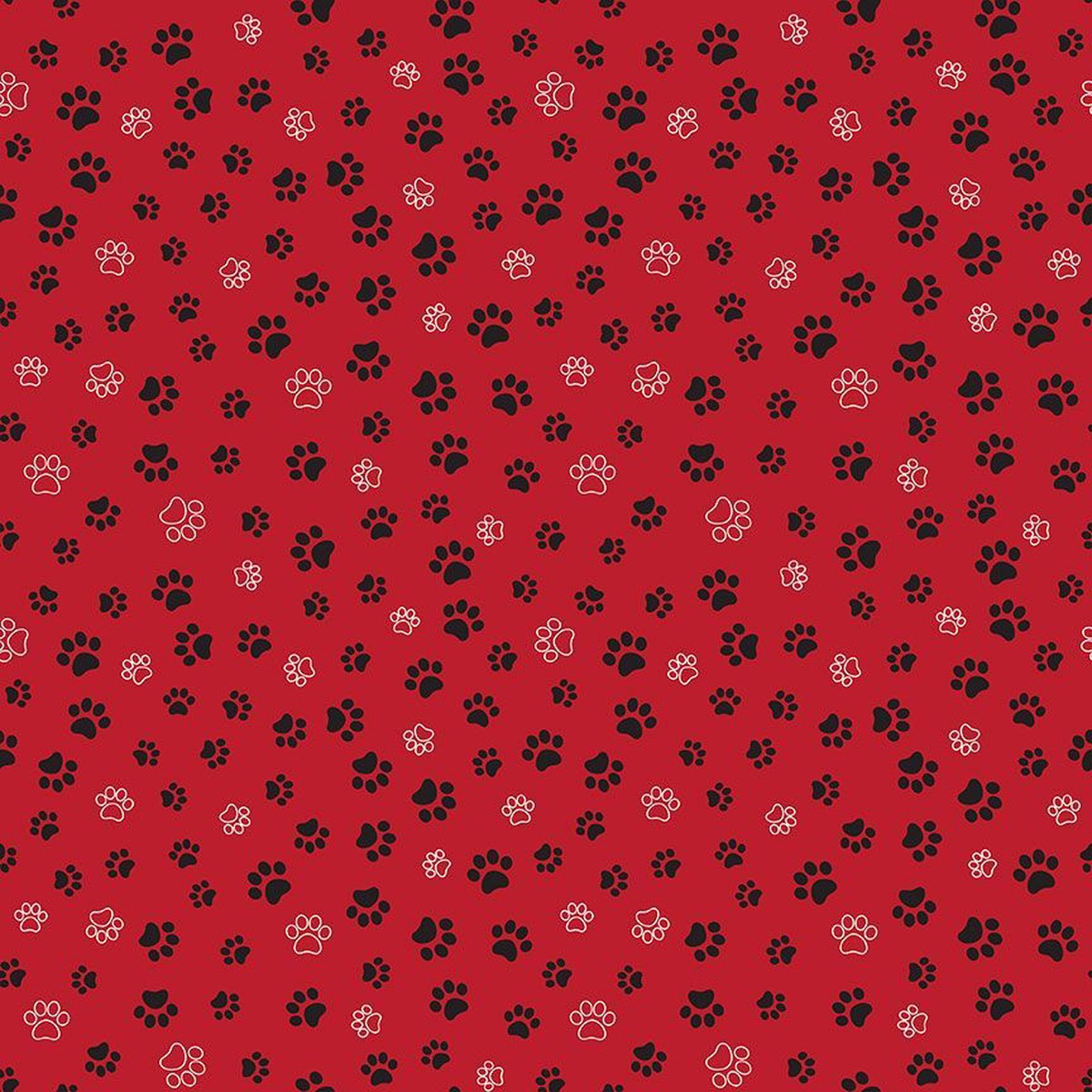 Timeless Treasures - Smitten Kitten CD2574 Red Cat Paws By The Yard