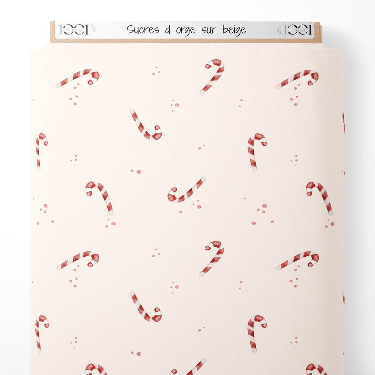 Tissu - Sucres d'orge sur beige