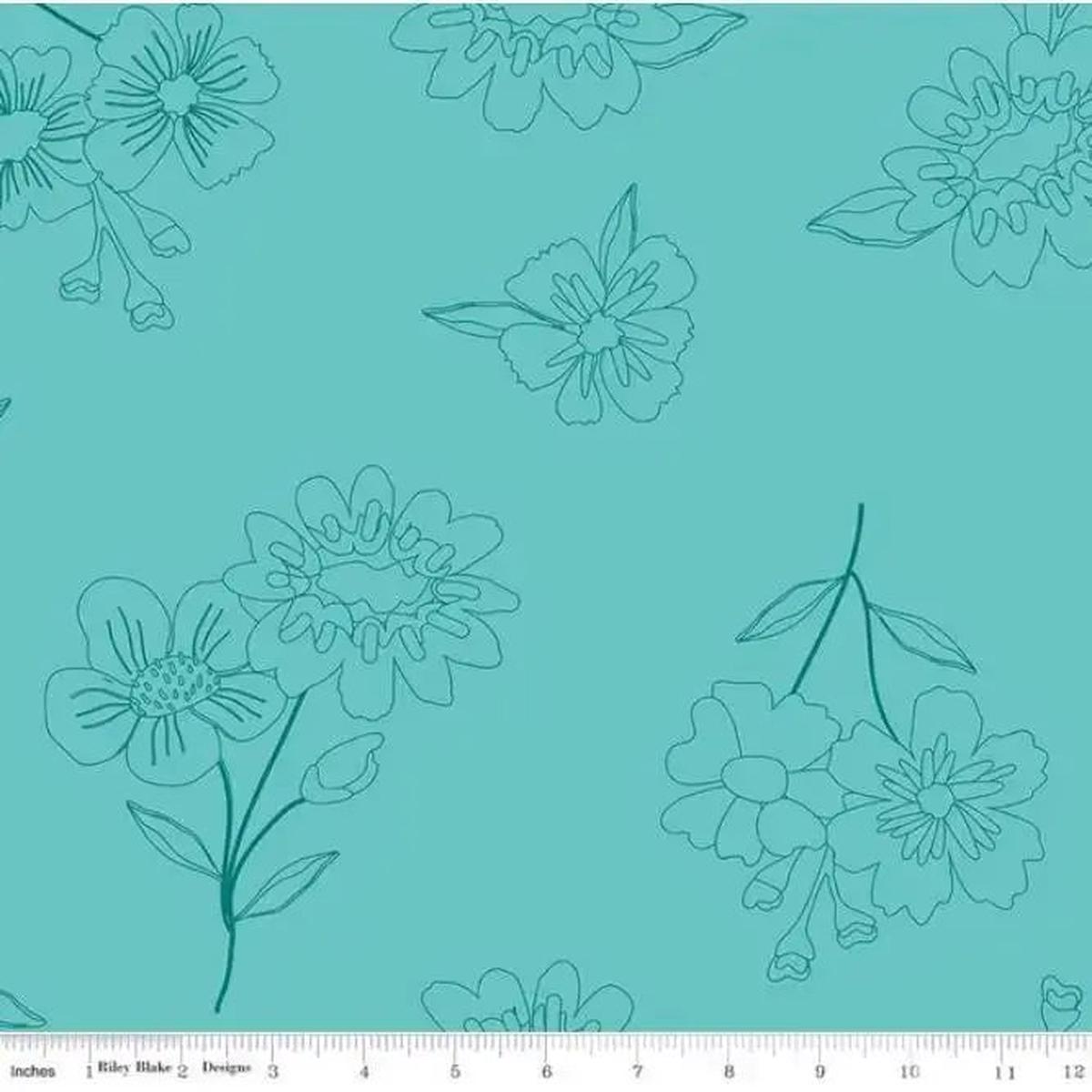 Green Aqua Multi Wideback Spring's in Town Peaccock Fabric Per Yard