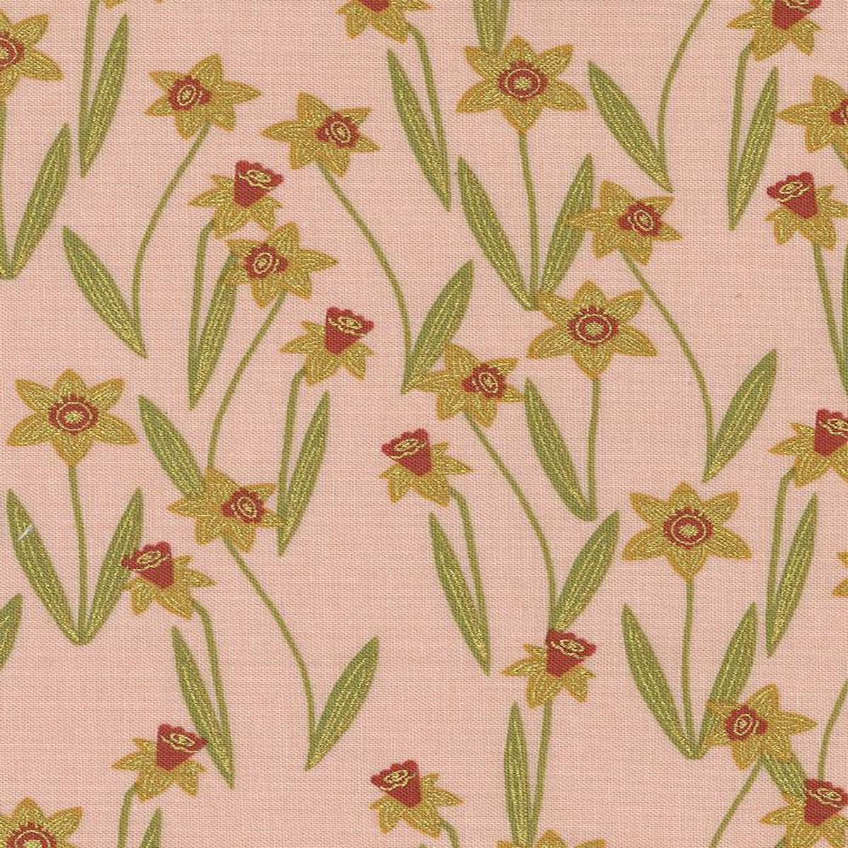 Bee Garden Darling Daffodils By Gingiber For Moda Rose / Metallic Gold
