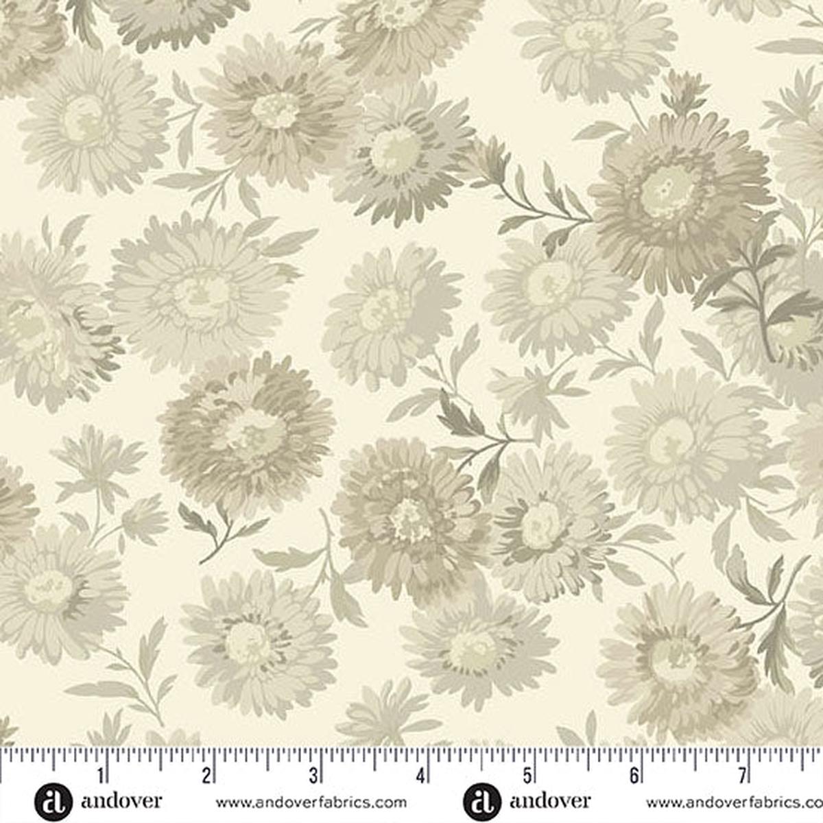 Cream Dove Chrysanthemum 108's by Laundry Basket Quilts Cotton Wideback Fabric Per Yard