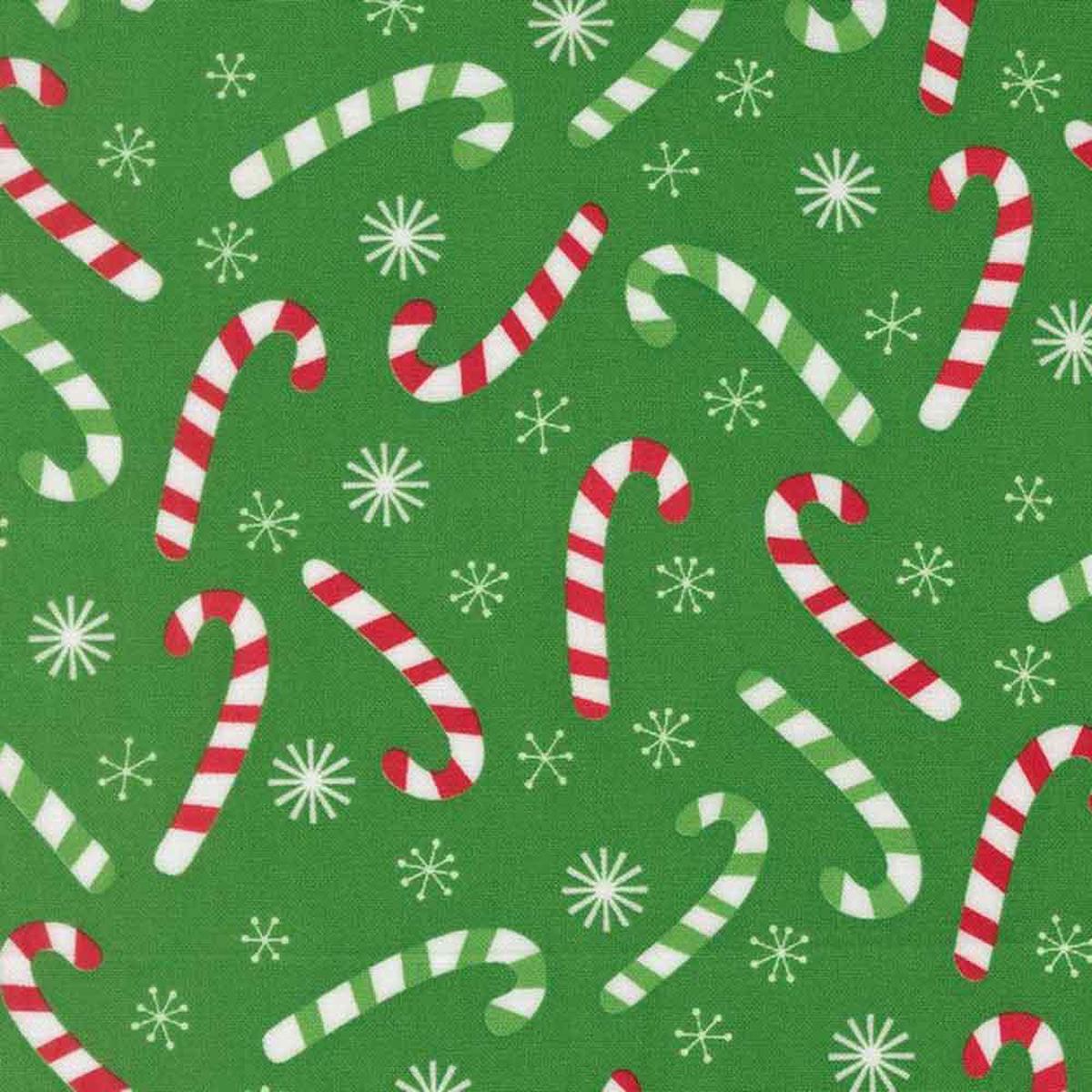 Moda Fabrics - Snow Time by Me and My Sister Designs - Candy Cane Novelty - Green - Yardage