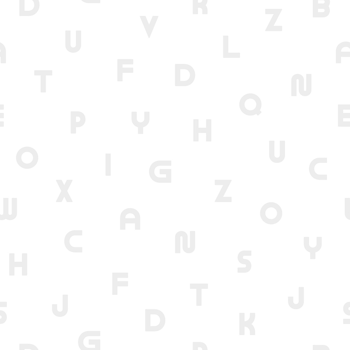 Alphabet Letters Tone On Tone Fabric White on White