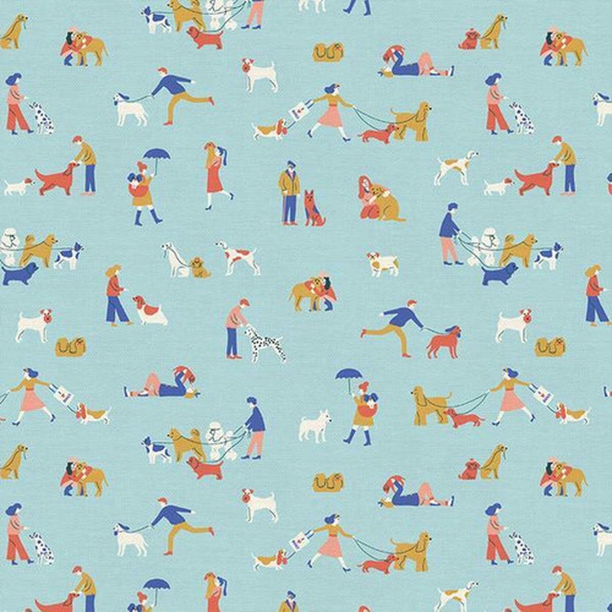 Dog Walkers blue fabric, Best In Show Paintbrush Studio Owners cotton, QTR YD
