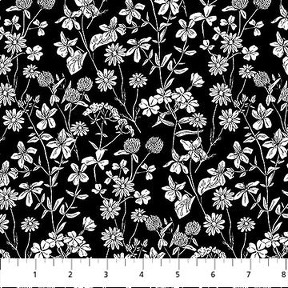 Fabric, Nature's Sketchbook, Black/White Meadow Flowers 28527-99