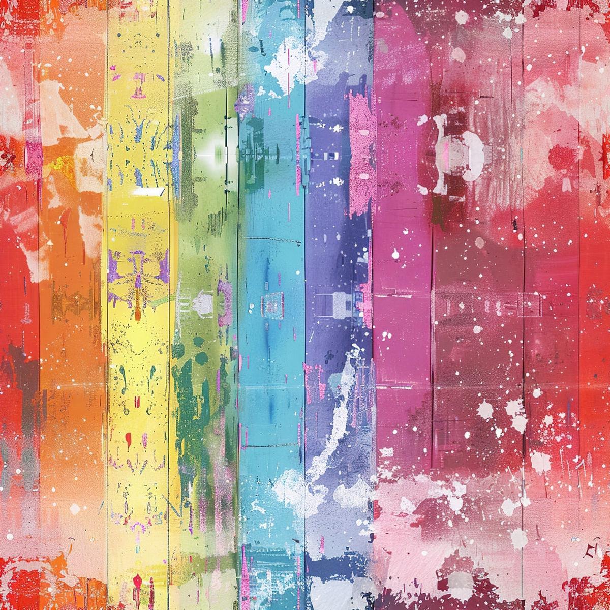 Rainbow Grunge Wall Pattern 11 Quilting Cotton Fabric