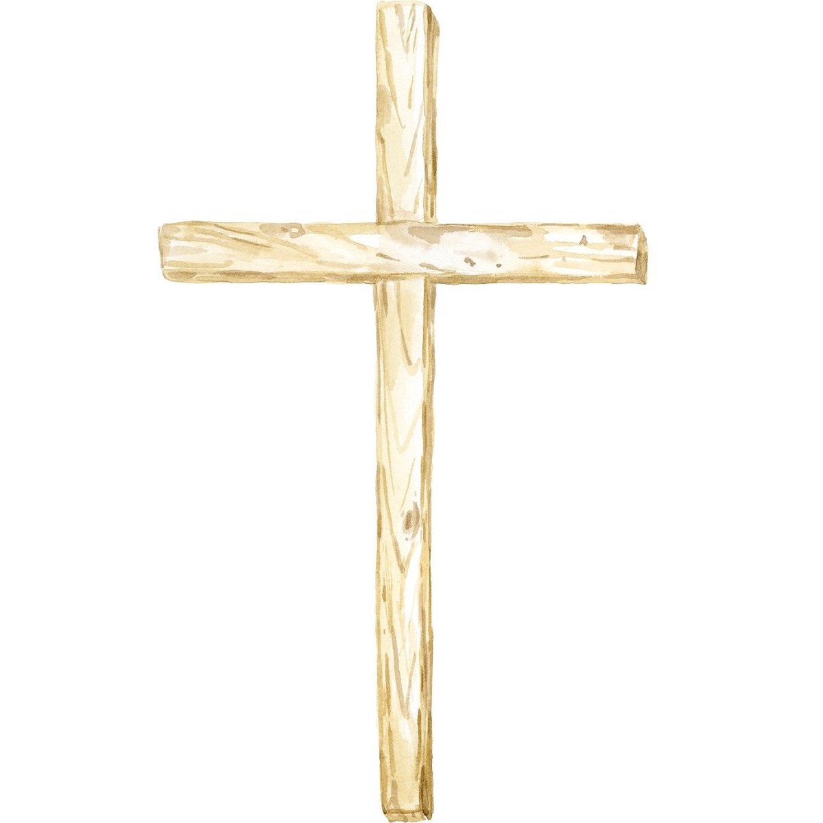 Watercolor Light Wooden Cross Fabric Panel