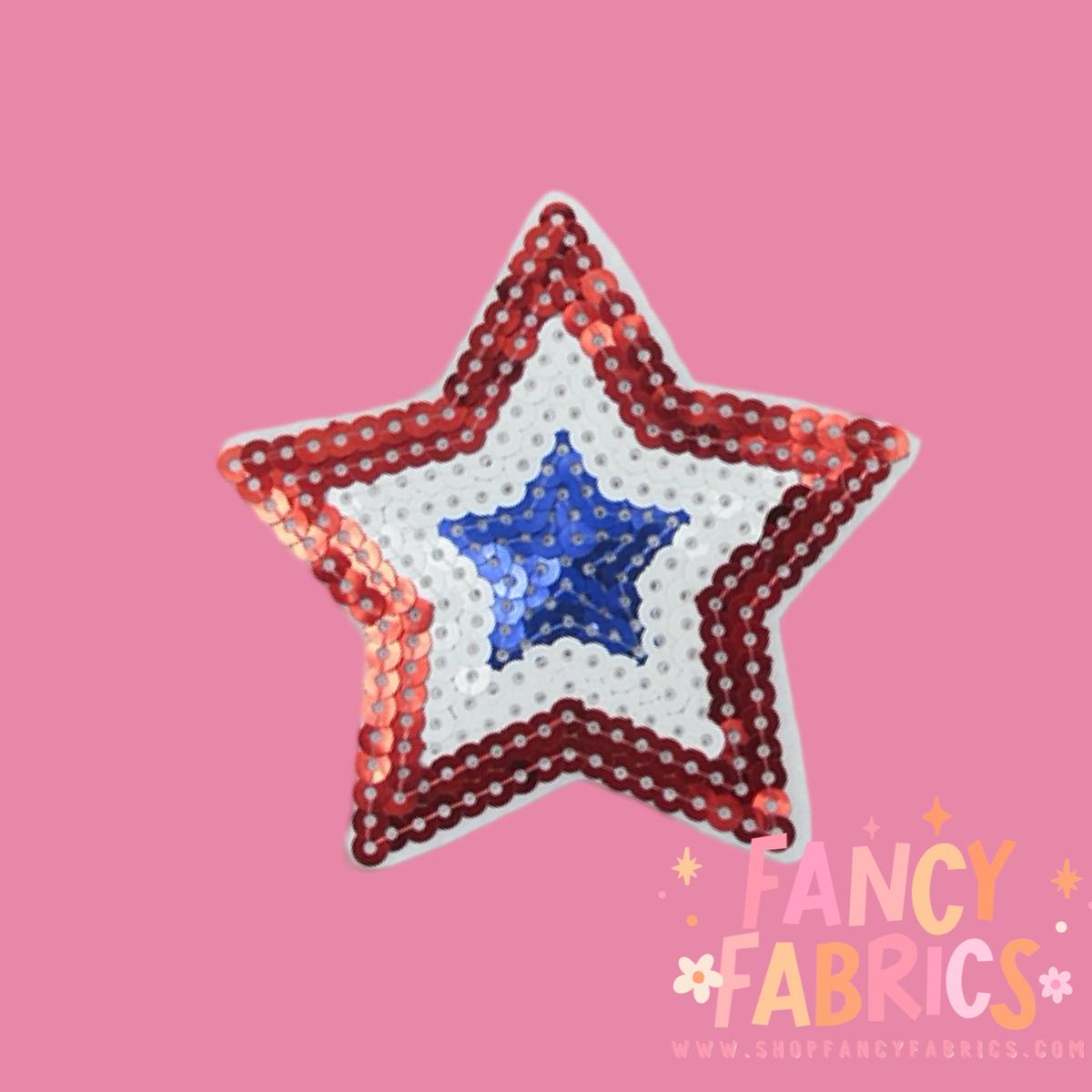 Patriotic Sequin Star | Iron On Patch