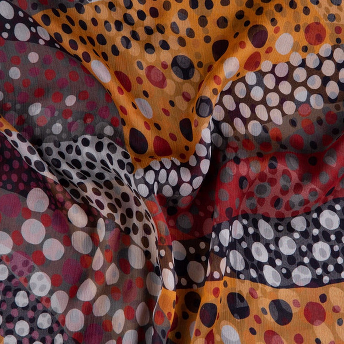 100% Silk Chiffon: African Inspired Geo-Spot - Per Metre