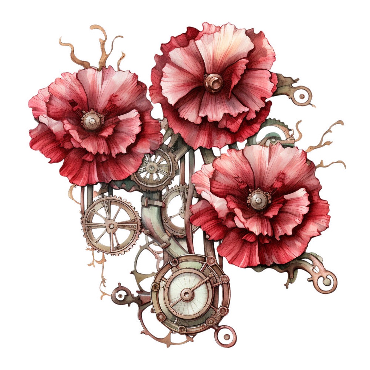 Floral Steampunk Fabric Panel 22