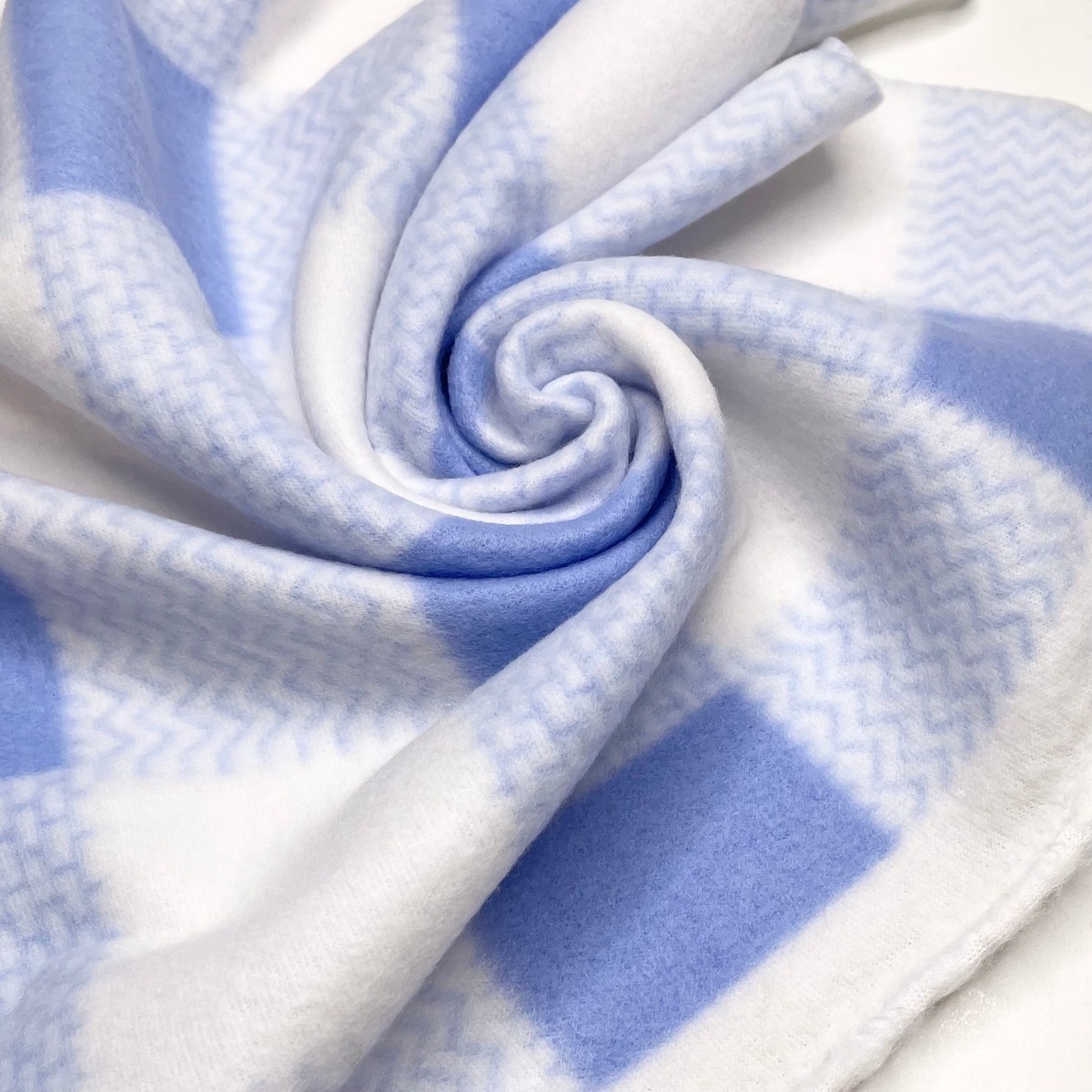 Way Up High - Fleece Poly Knit - White/Blue Checks - 0.75M Bundle