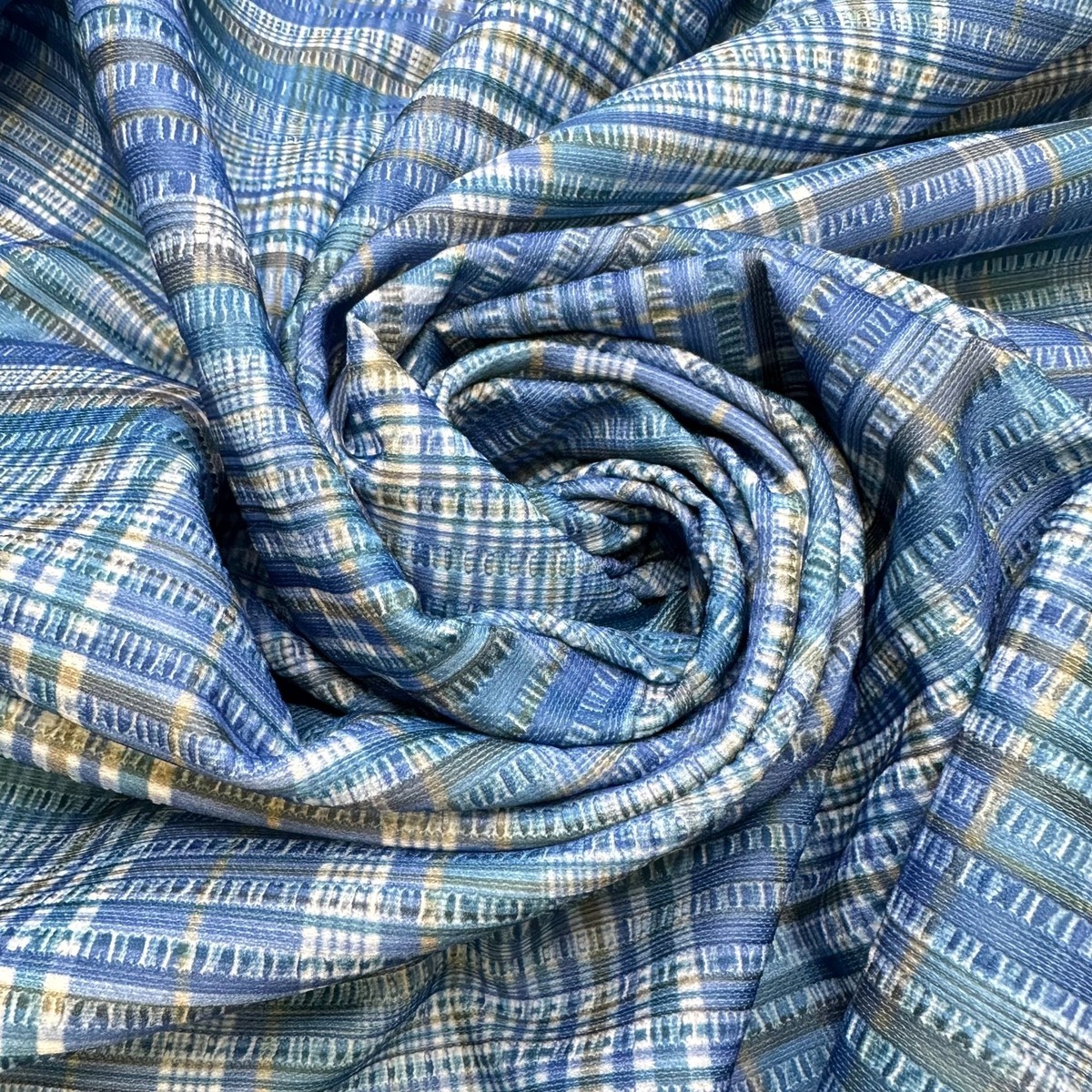 Hermanus Whale Festival - Vintage Polyester Blend Knit - Blue Multi Plaid - Bundles