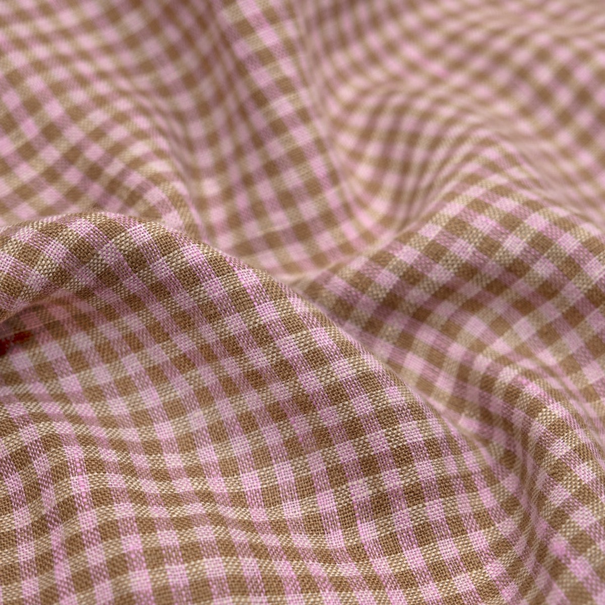 Picnic Gingham Washed Linen - Thistle/Pebble