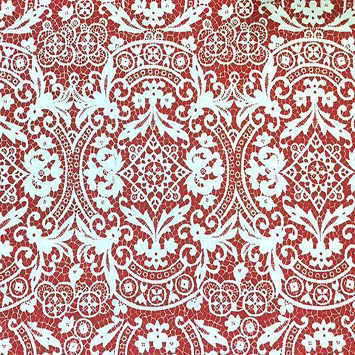 Alan Campbell Fabric: New Brompton - Custom Red on Bright White Belgian Linen / Cotton - Alan Campbell Fabric: New Brompton - Custom Red on White