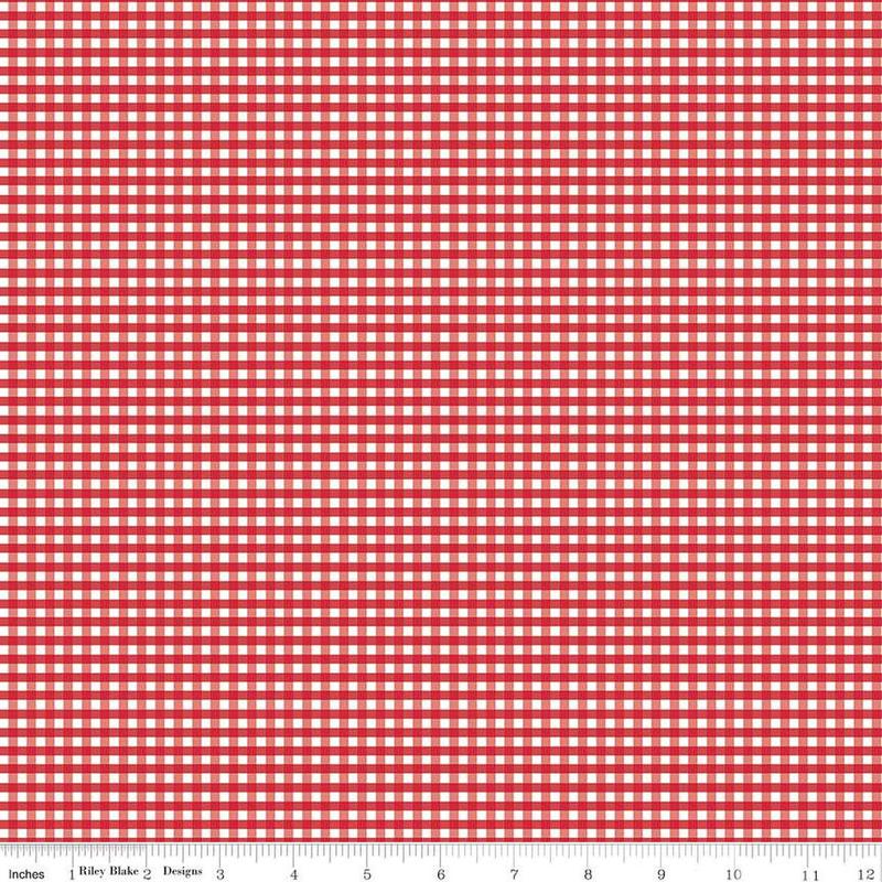 Fabric Riley Blake Basics Red 1/8" Ginghams by the Quarter Yard C440-80-RED