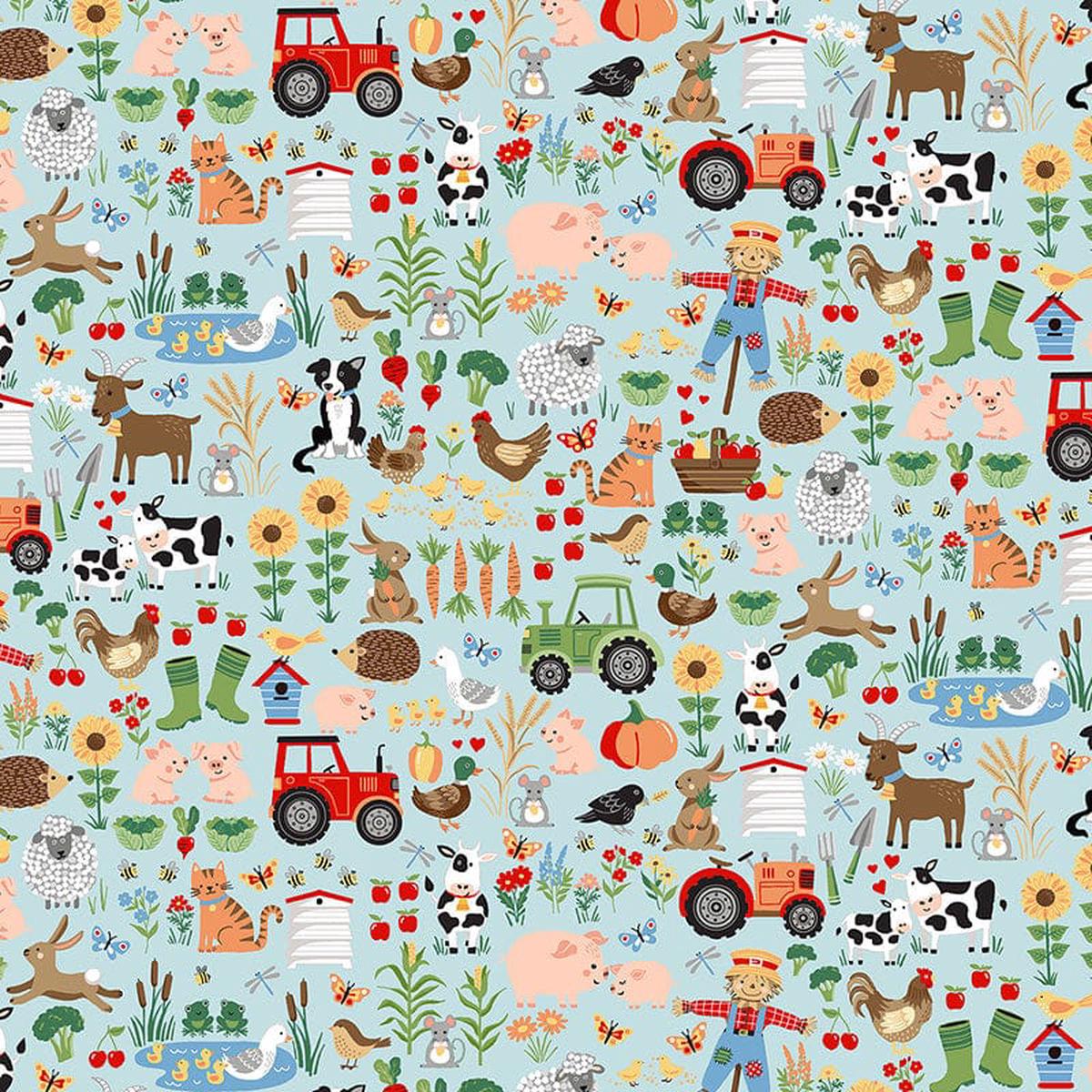 Makower Fun on the Farm - Friends Blue 064-B