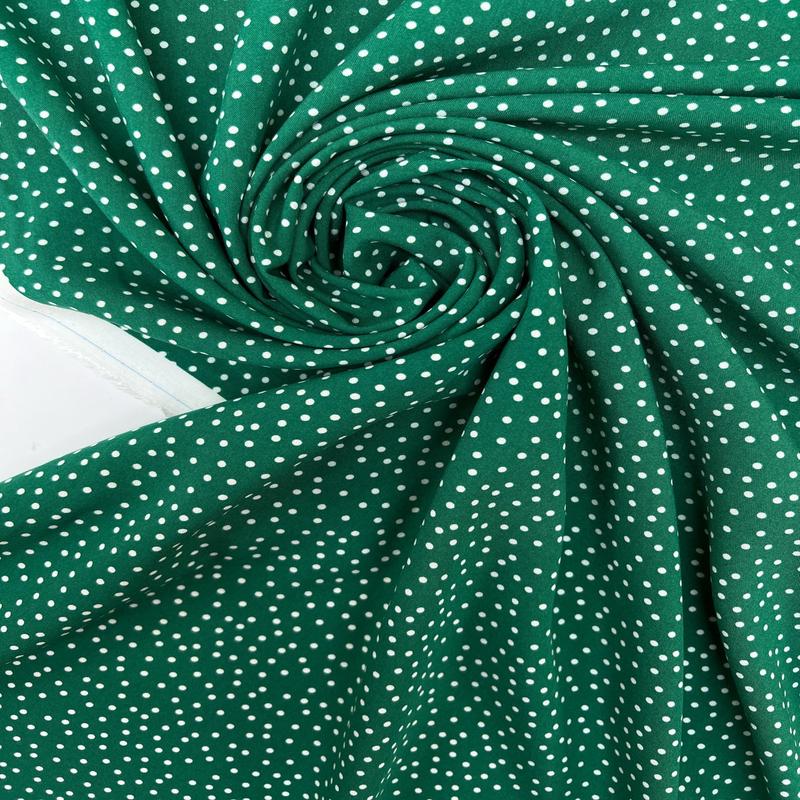 Printed White-Green Viscose Poplin