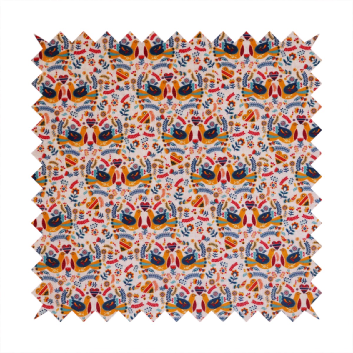 Colourful Harmony Folk Bird With Floral Pattern Upholstery Fabric DP-01