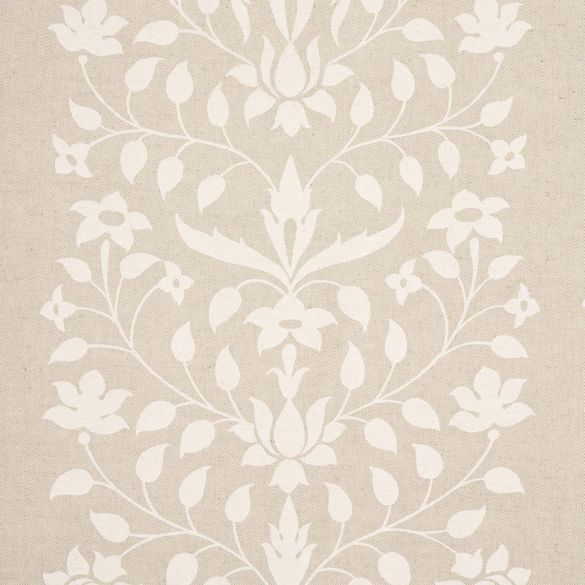 Jaipur Mughal Flower Ivory on Natural Fabric