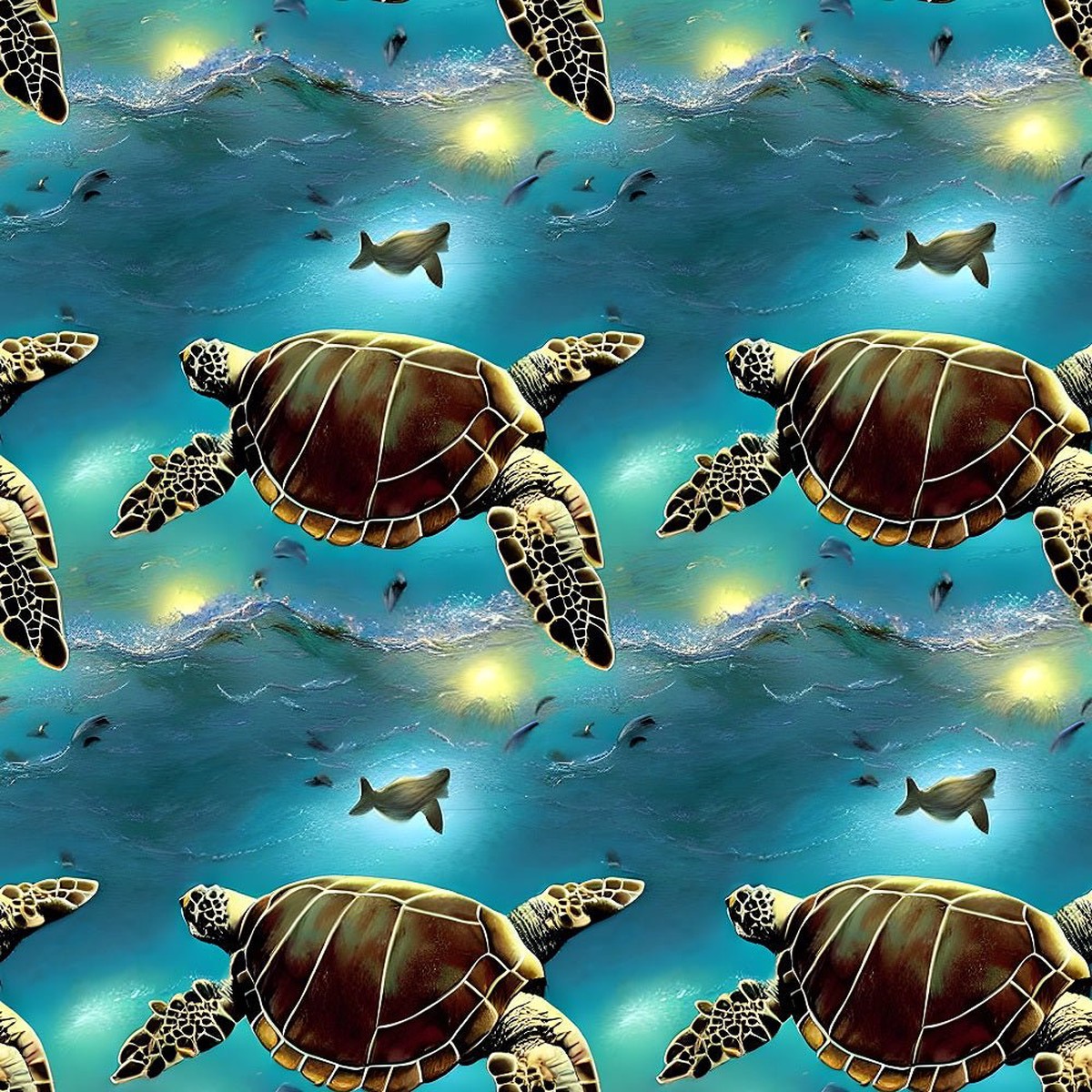 Realistic Sea Turtles Fabric