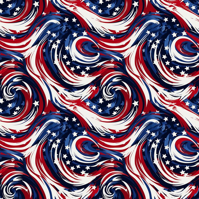 USA Flag Swirls Pattern 3 Quilting Cotton Fabric