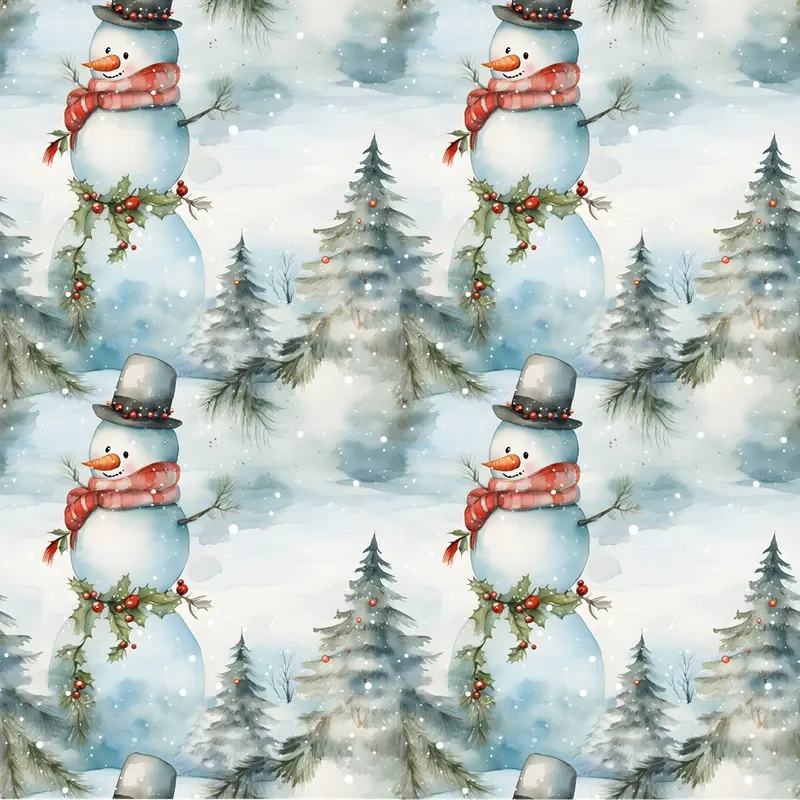 A Snowmans Winter During the Day #1 Fabric