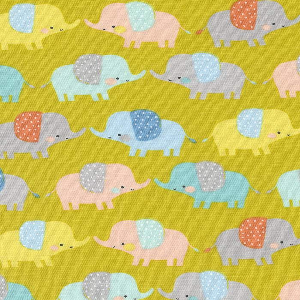 Delivered With Love Elephants By Paper & Cloth For Moda Citrine