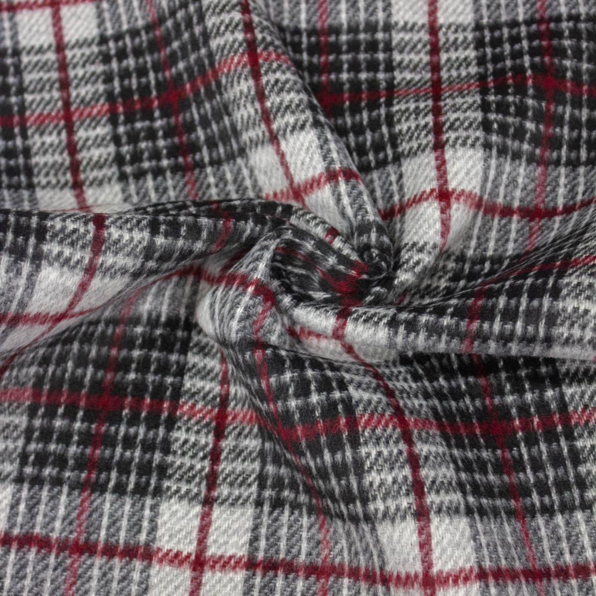 Wout Grey Check Wool Blend Double Face Fabric