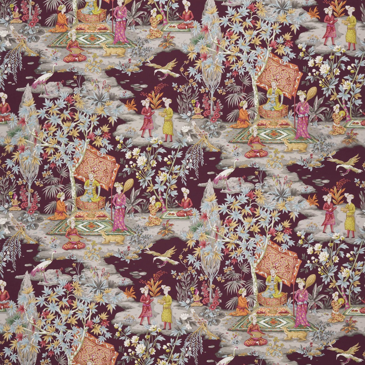 Brunschwig Fils Lodi Garden Print Plum Fabric