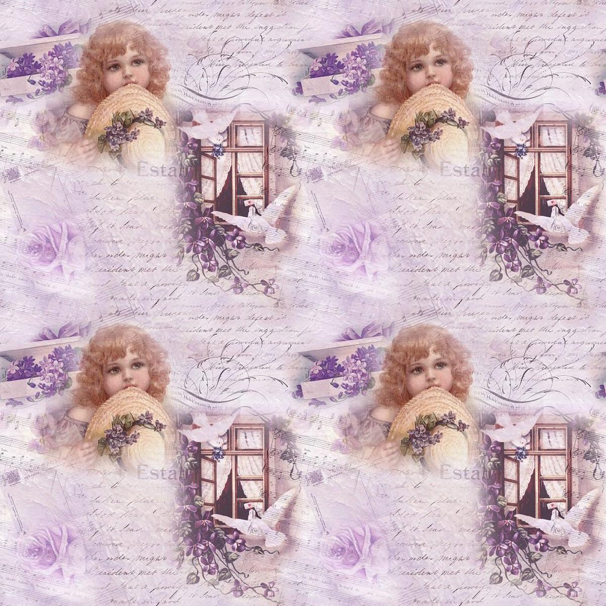 Vintage Violets #3 Fabric