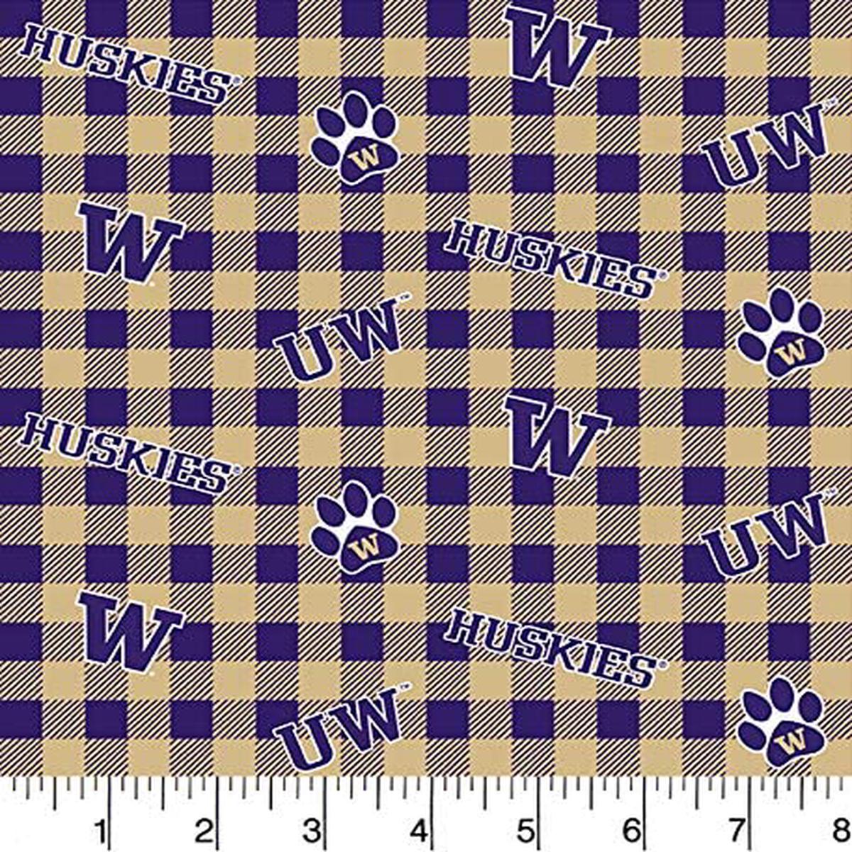 Washington Huskies - Buffalo Plaid 44"/45" Fabric per yard