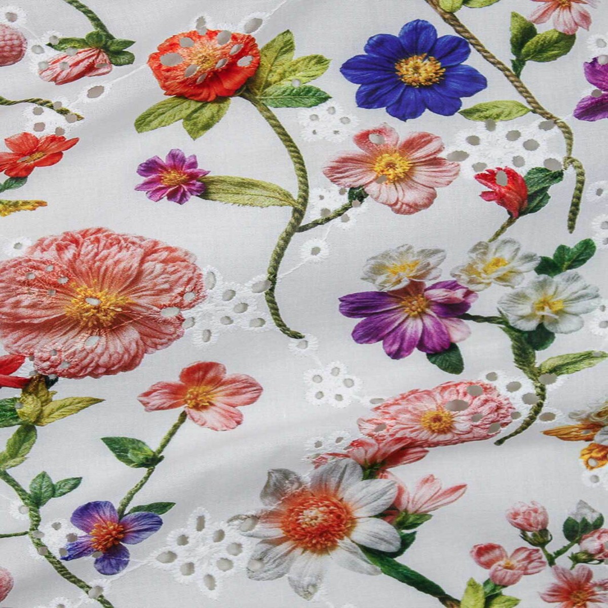Digital Flower Eyelet White / Multi