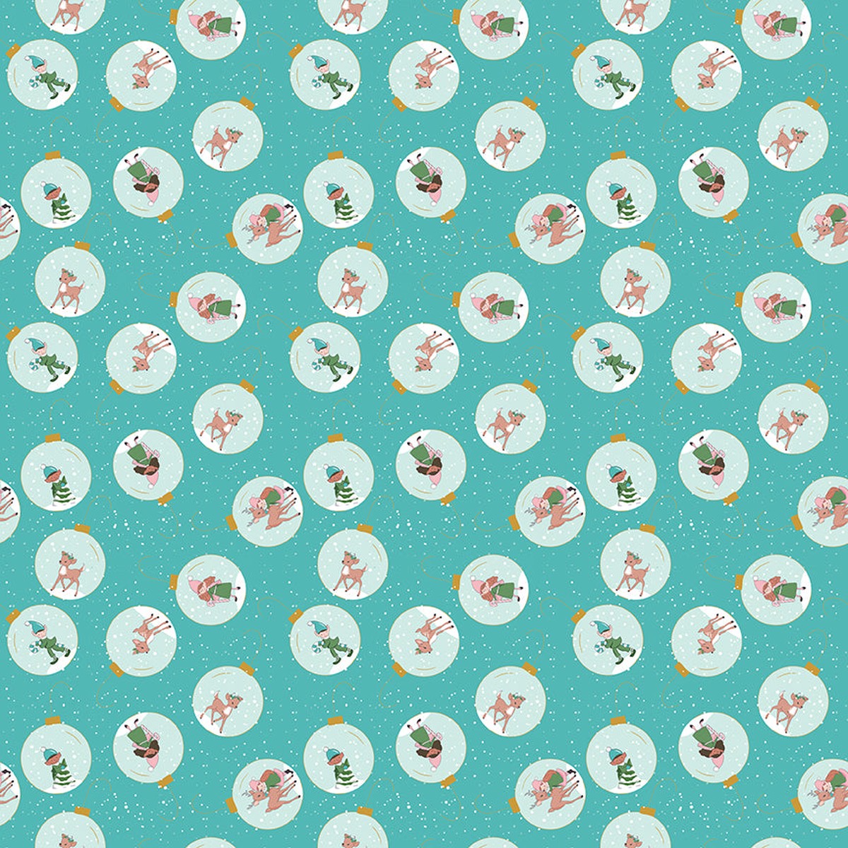 Fabric Riley Blake Sparkle Blue Ornaments Claus & Co. by the Quarter Yard SC17743-BLUE