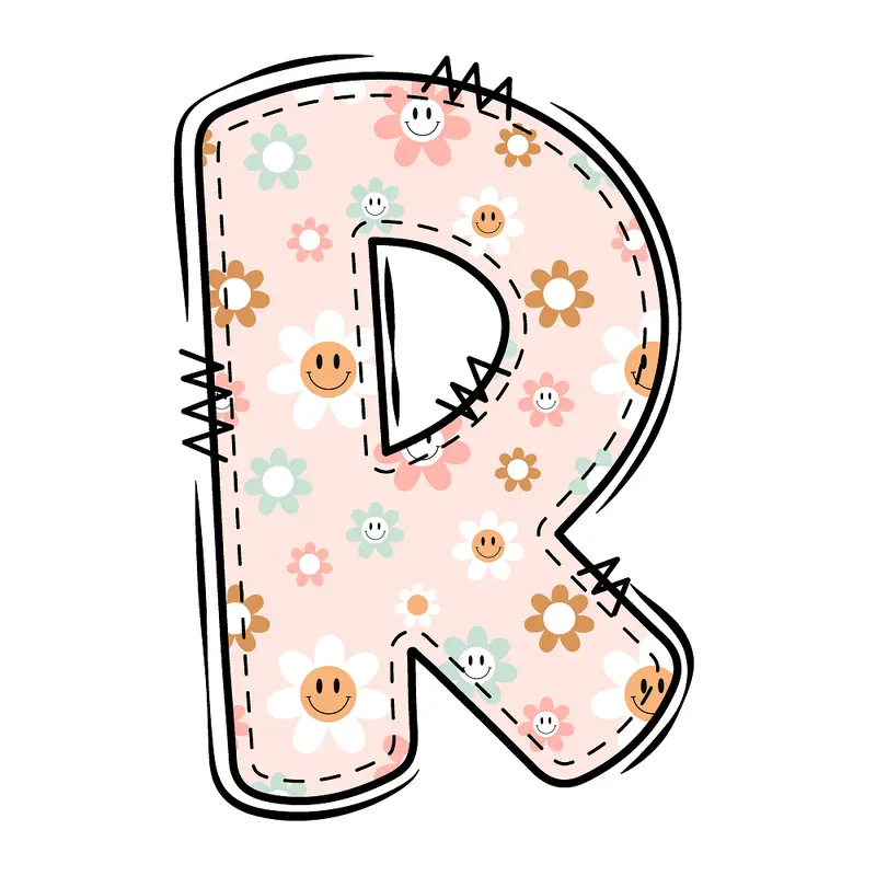 Groovy Doodle Smiley Flowers ''R'' Fabric Panel