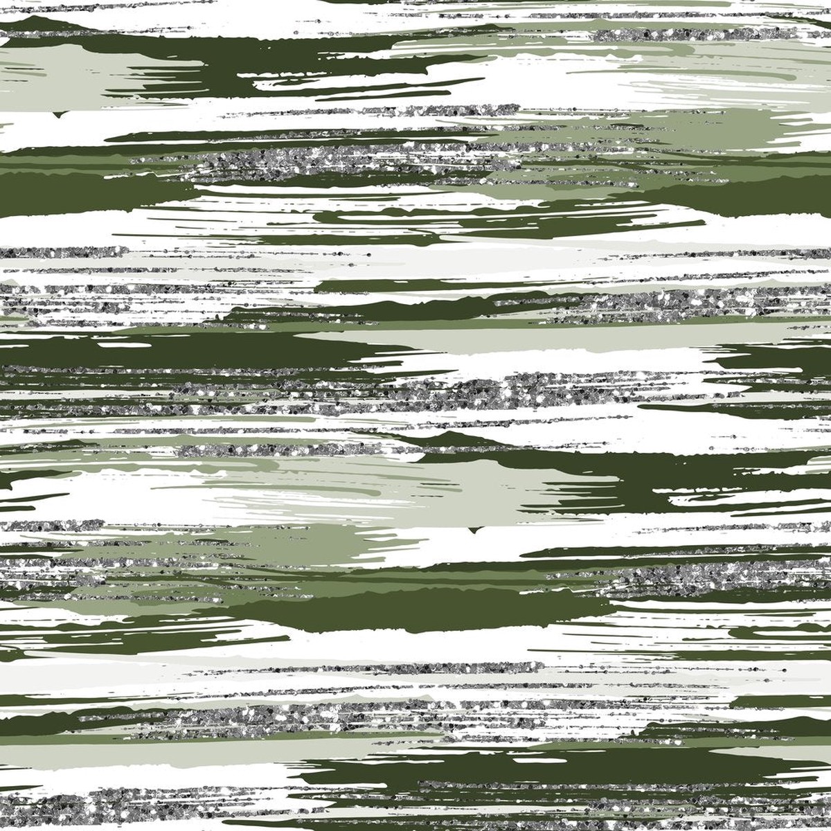 Silver Glitter and Brush Stroke Fabric - Chalet Green
