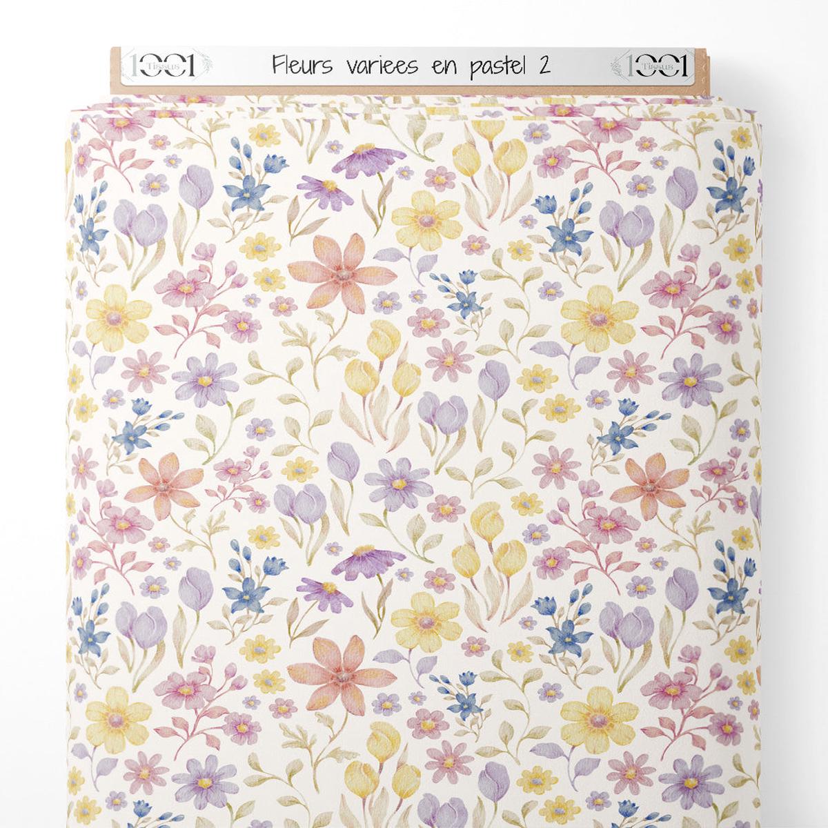 Tissu - Fleurs varies en pastel 2