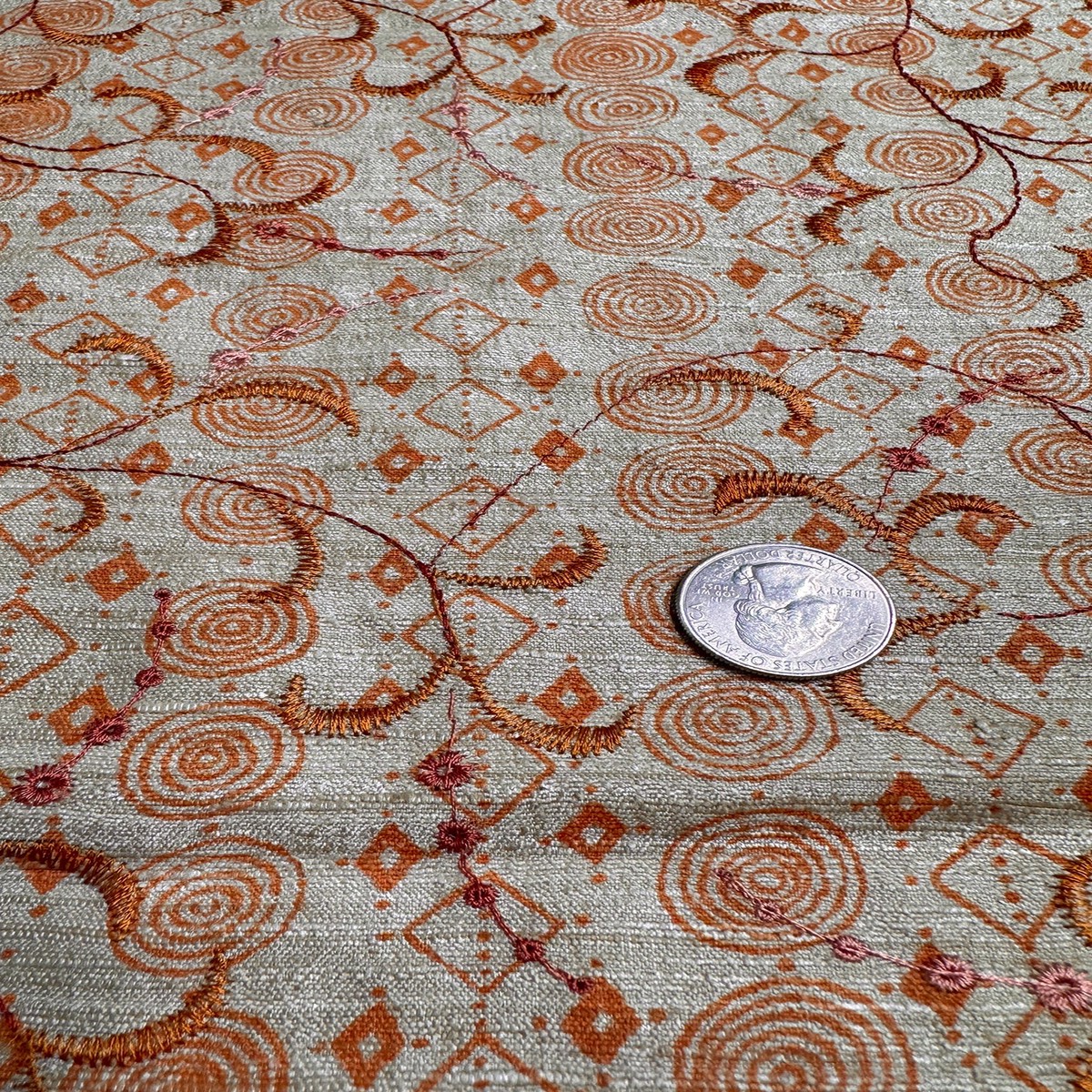 Warm Sand with Orange Print/ Embroidery