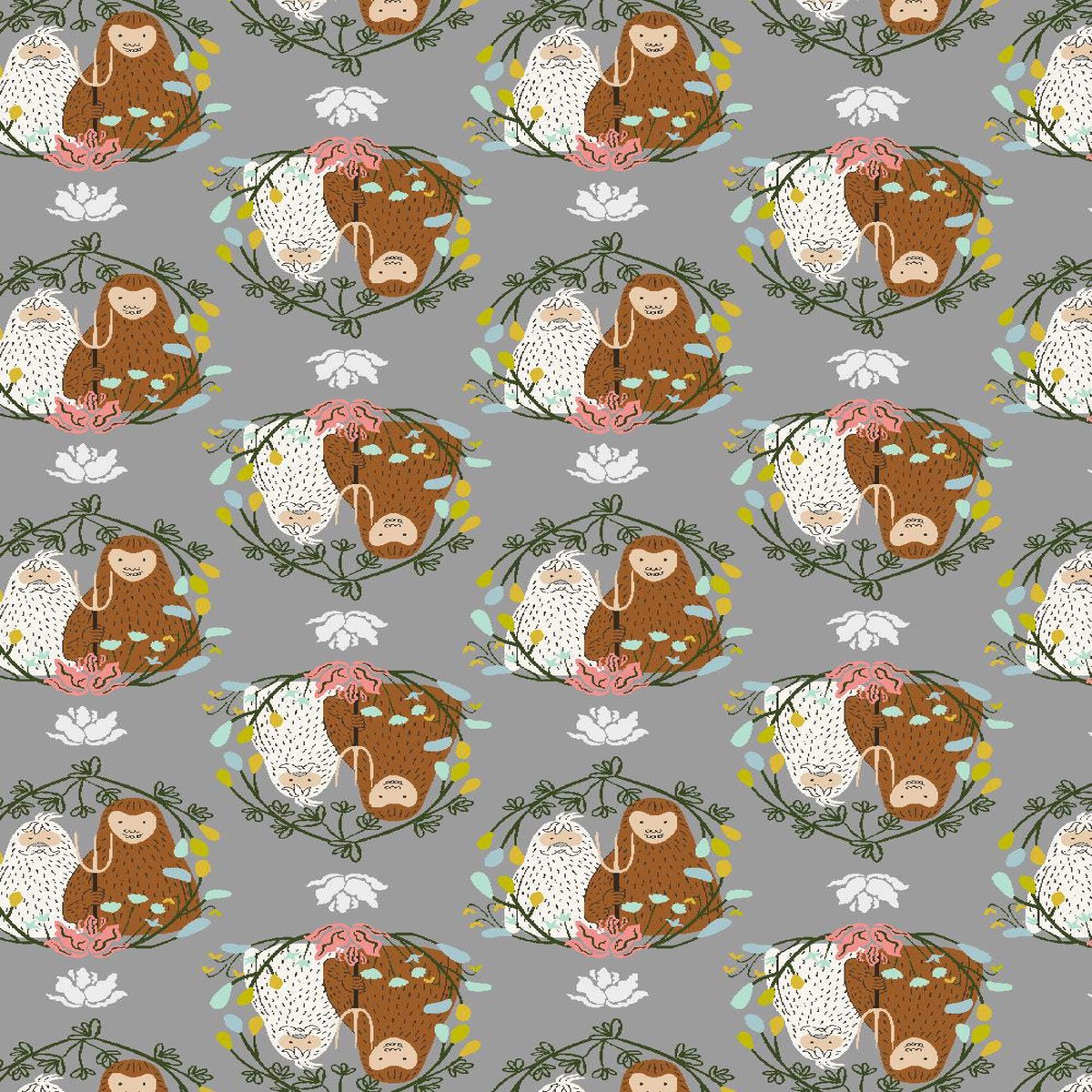 Whimsy And Lore Mythical Gothic By Vincent Desjardins For RJR Fabrics Grey / Multi