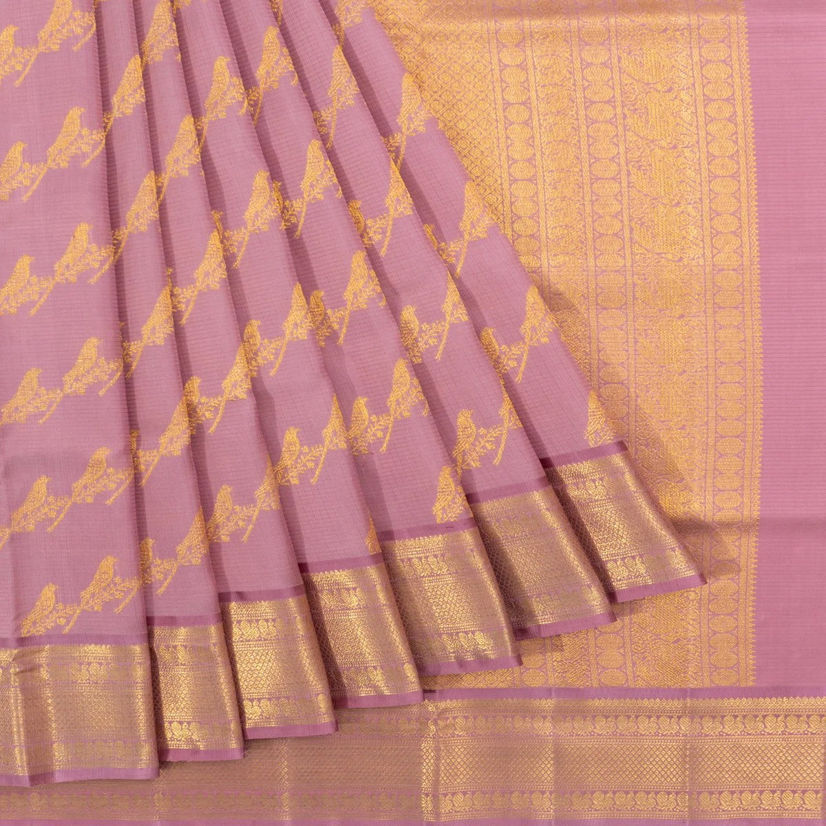 Kanchipuram X Kota Cotton Brocade Lavender Saree
