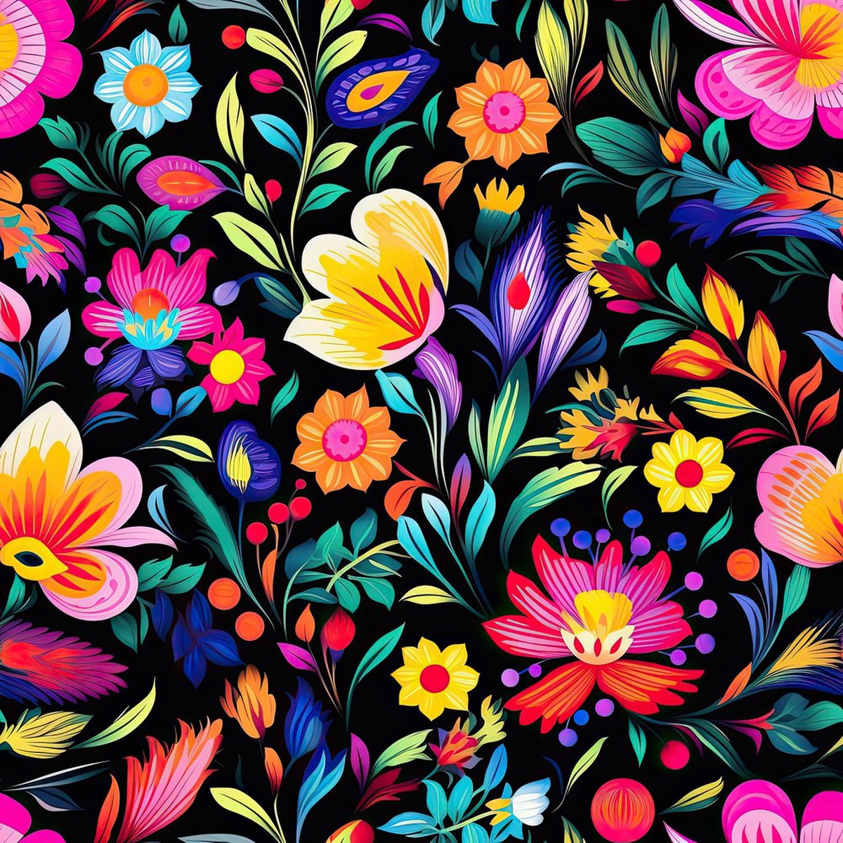Mexican Floral Fiesta Pattern 4 Fabric
