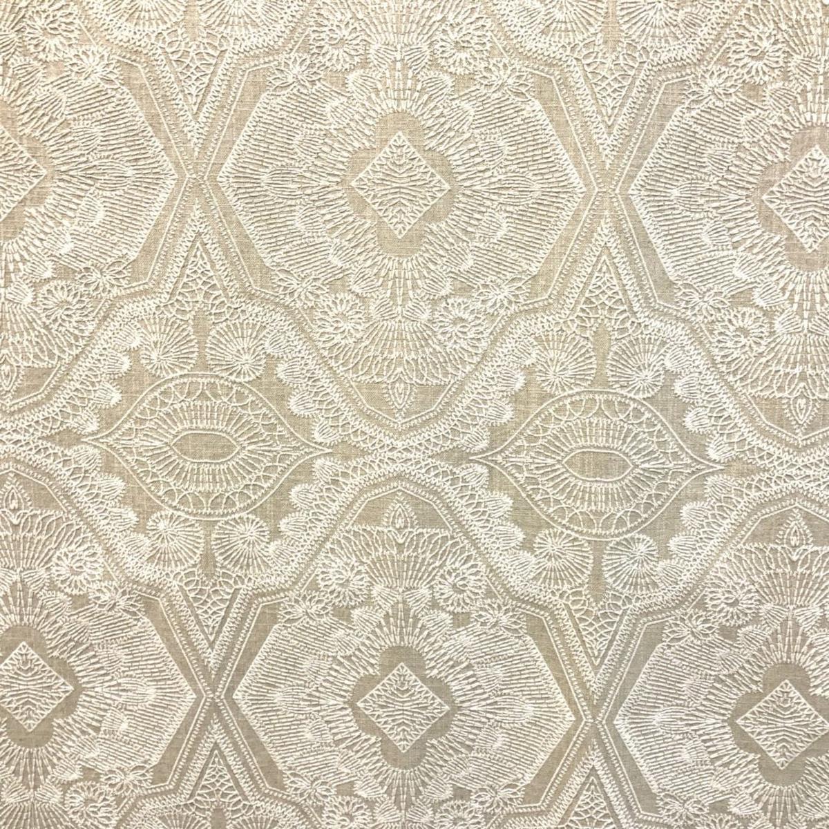 Sabar Embroidered Fabric in Ecru